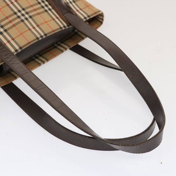 BURBERRY Nova Check Tote Bag Canvas Beige Black Auth ep4012 - Picture 7 of 16